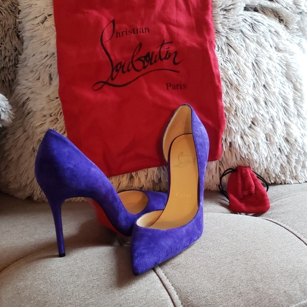 Christian Louboutin Suede Colbalt Blue Pumps